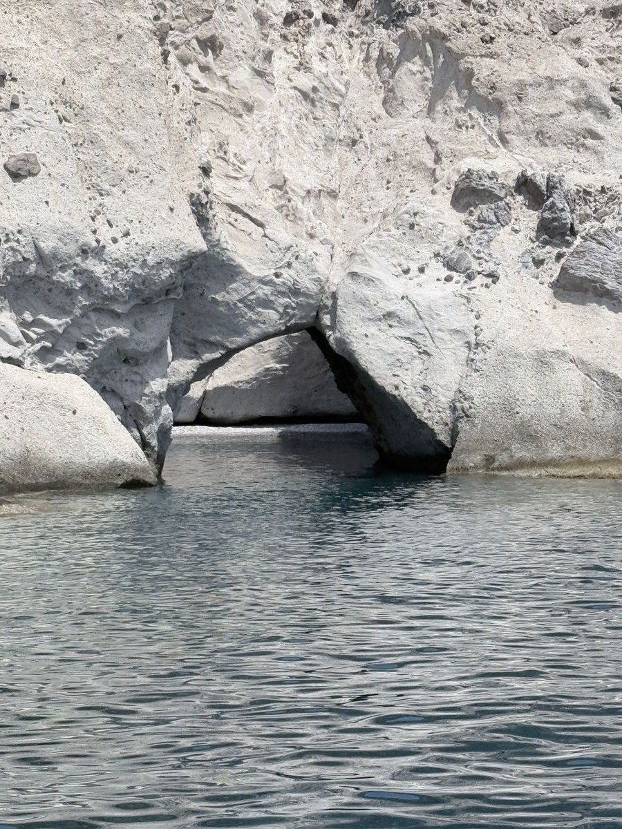 Sea cave arch along the coast